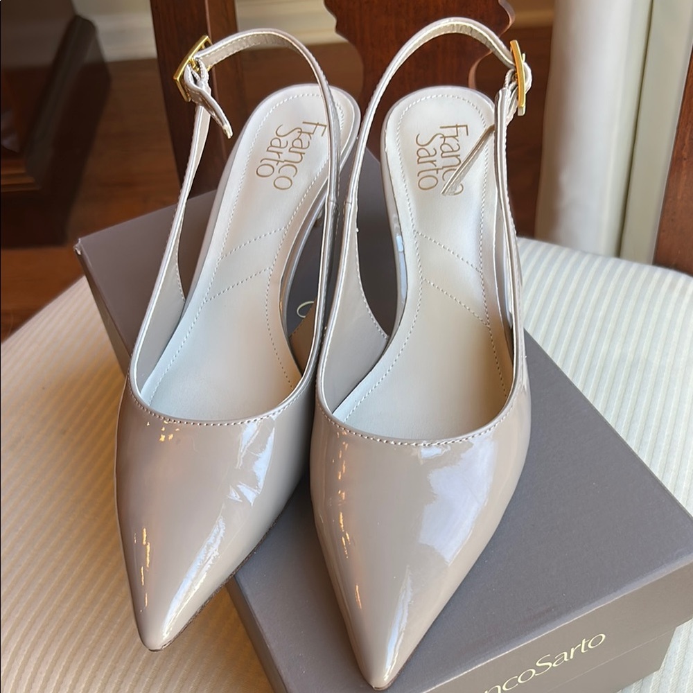 Franco Sarto Women's Cream Slingback Heels